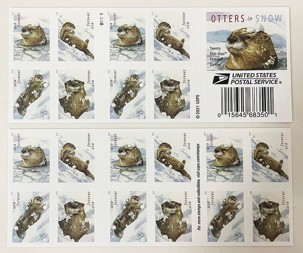 Otters in Snow Forever stamp booklet