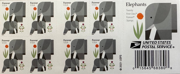 Cartoon elephants stamp booklet front and back