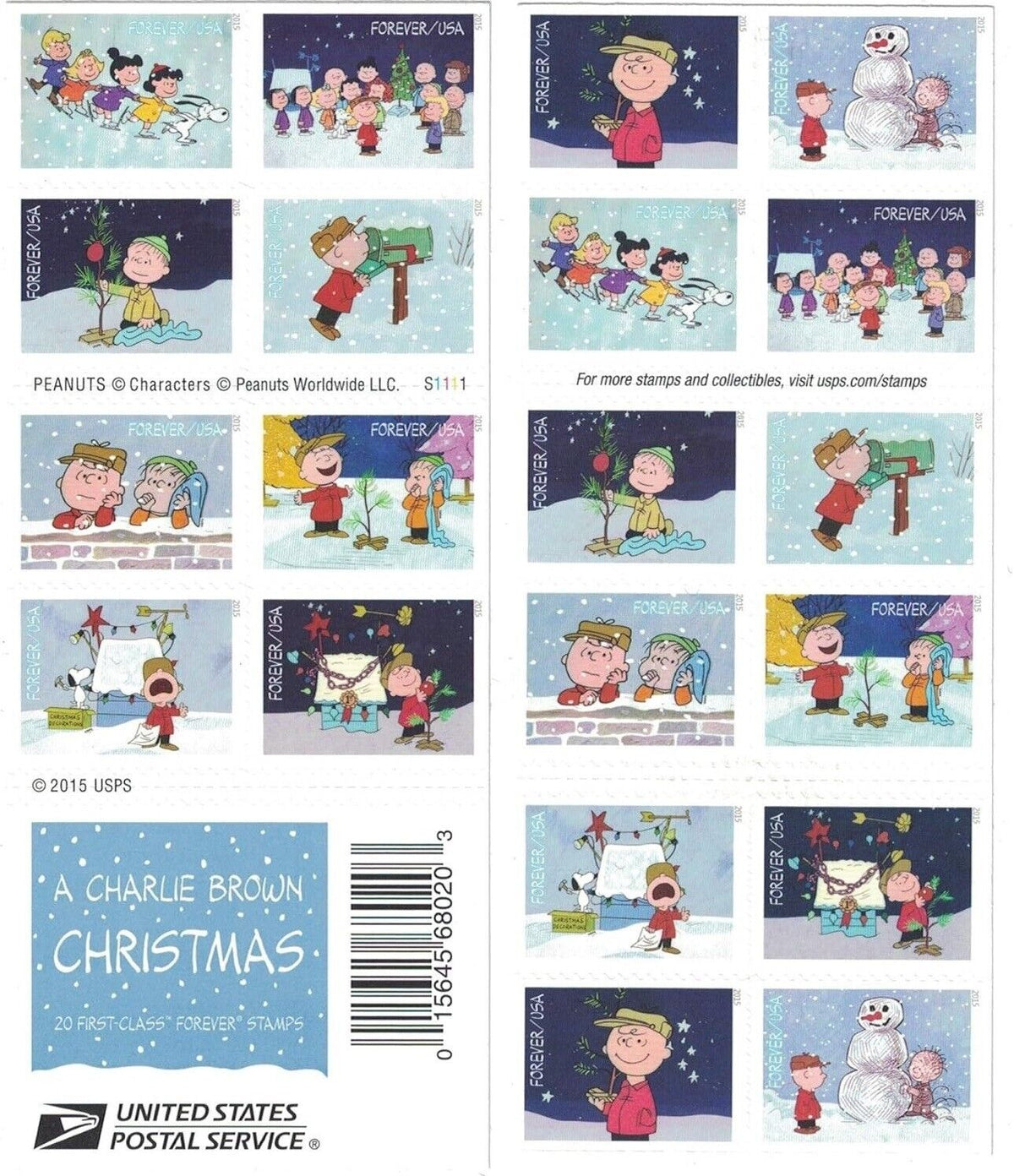 2015 A Charlie Brown Christmas Forever Stamps – First-Class Postage Booklets Main image