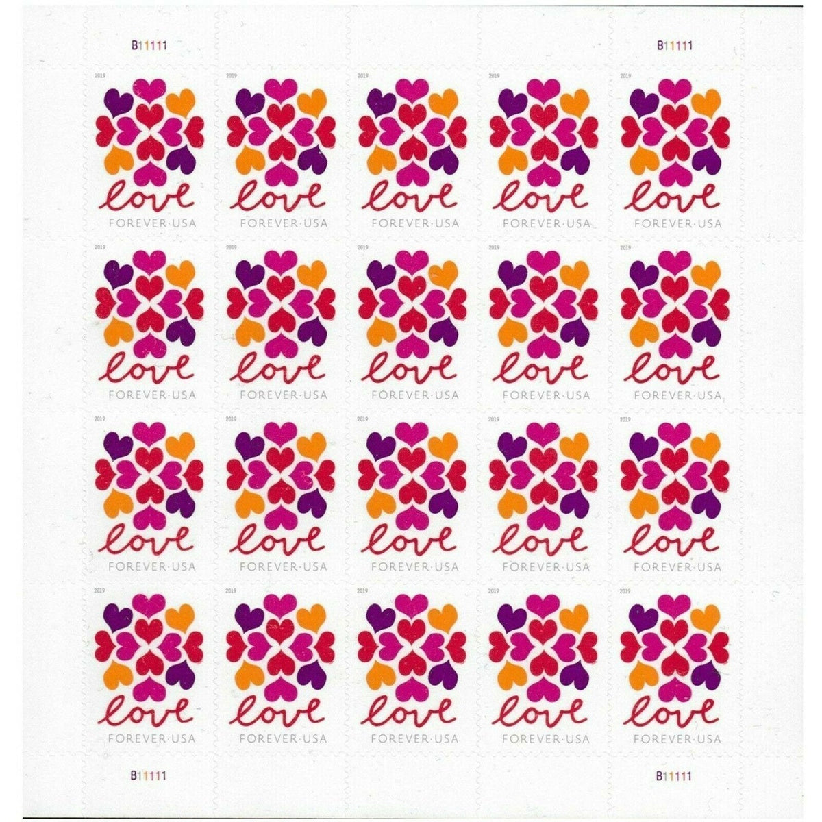 2019 Love Hearts Blossom Forever stamp sheet Main image