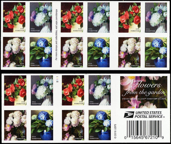 2016 Flowers from the Garden Forever stamp booklet and stamp sheets