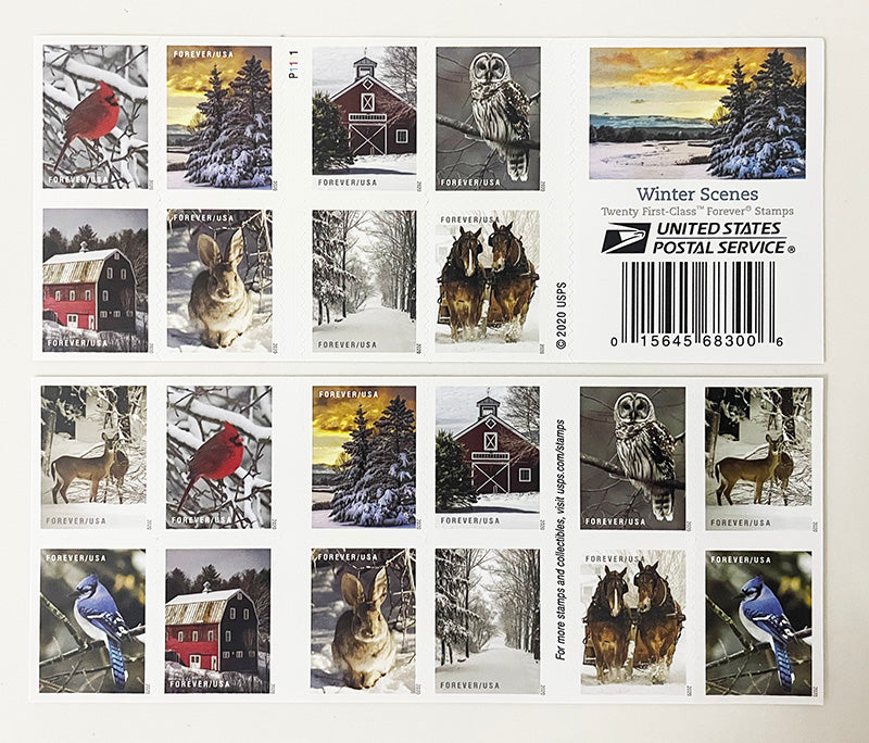 Winter Scenes Forever stamp booklet pane Main image