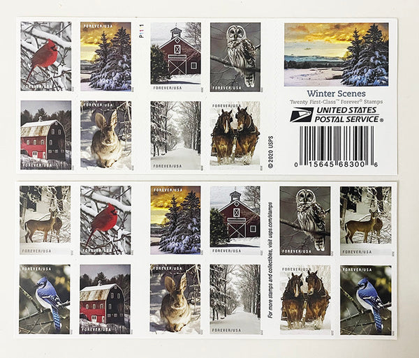 Winter Scenes Forever stamp booklet pane