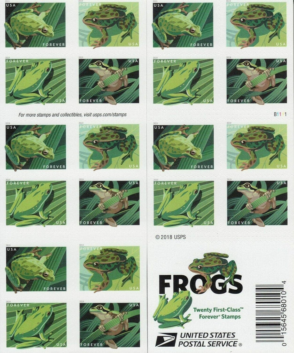 Frogs Forever stamp booklet pane Main image