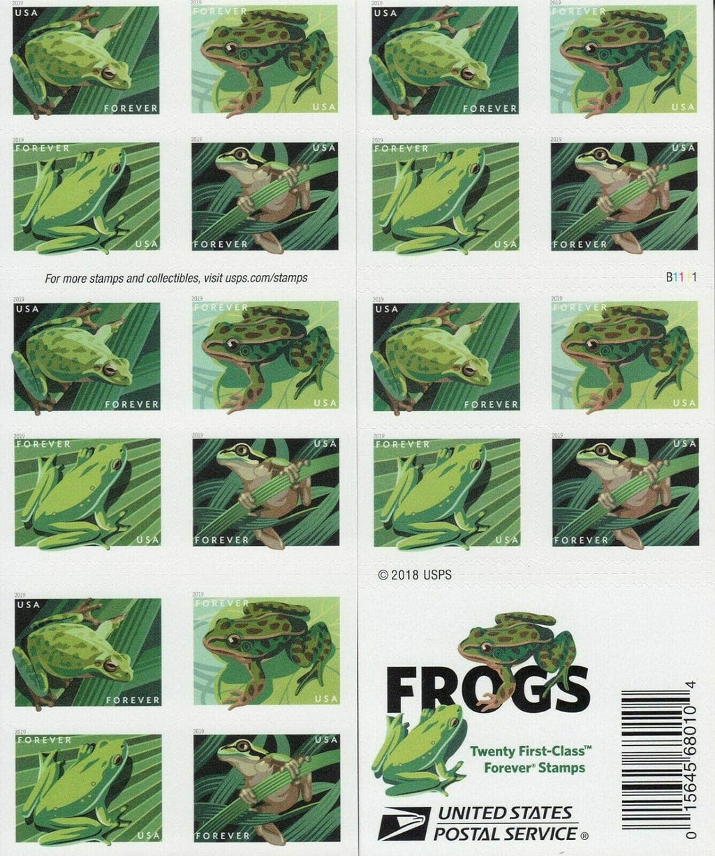 Frogs Forever stamp booklet pane
