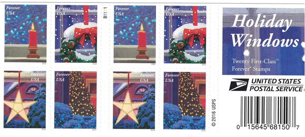 Holiday Windows Forever stamp booklet