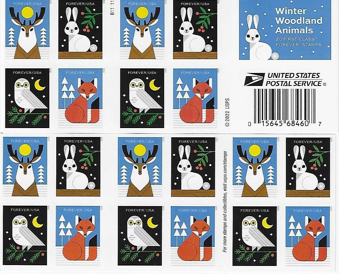 Winter Woodland Animals Forever stamp booklet