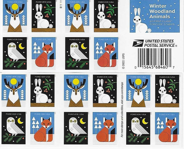 Winter Woodland Animals Forever stamp booklet