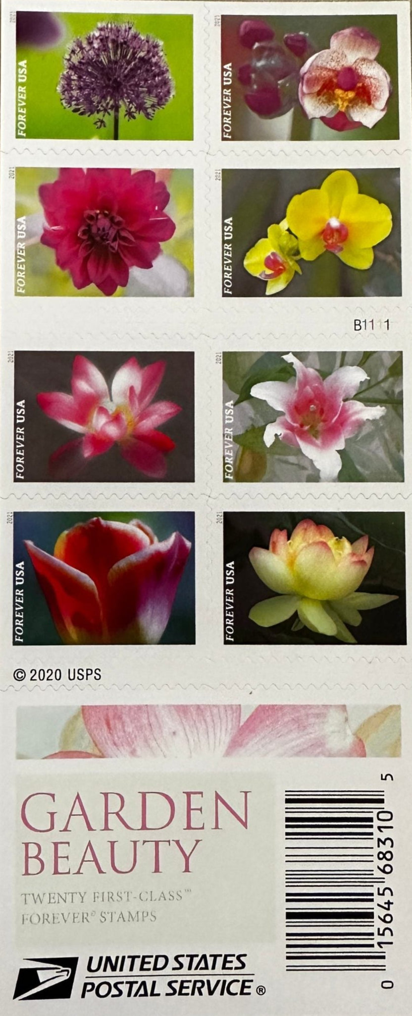 Garden Beauty stamp booklet front and back