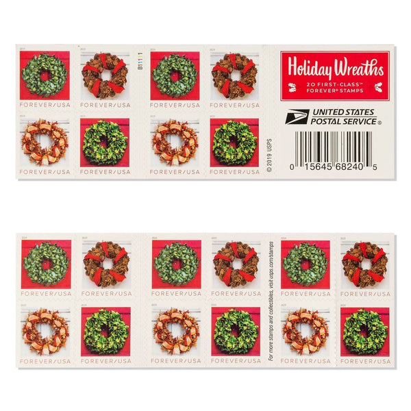 Holiday Wreaths Forever stamp booklet