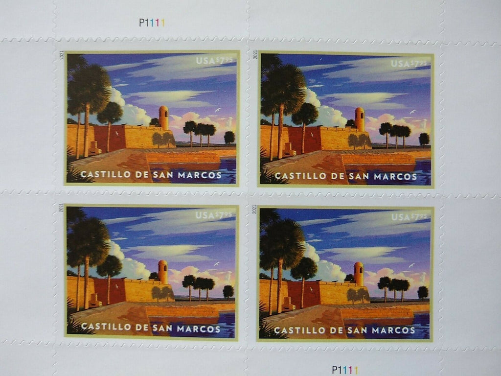 Castillo de San Marcos Priority Mail stamp pane of four