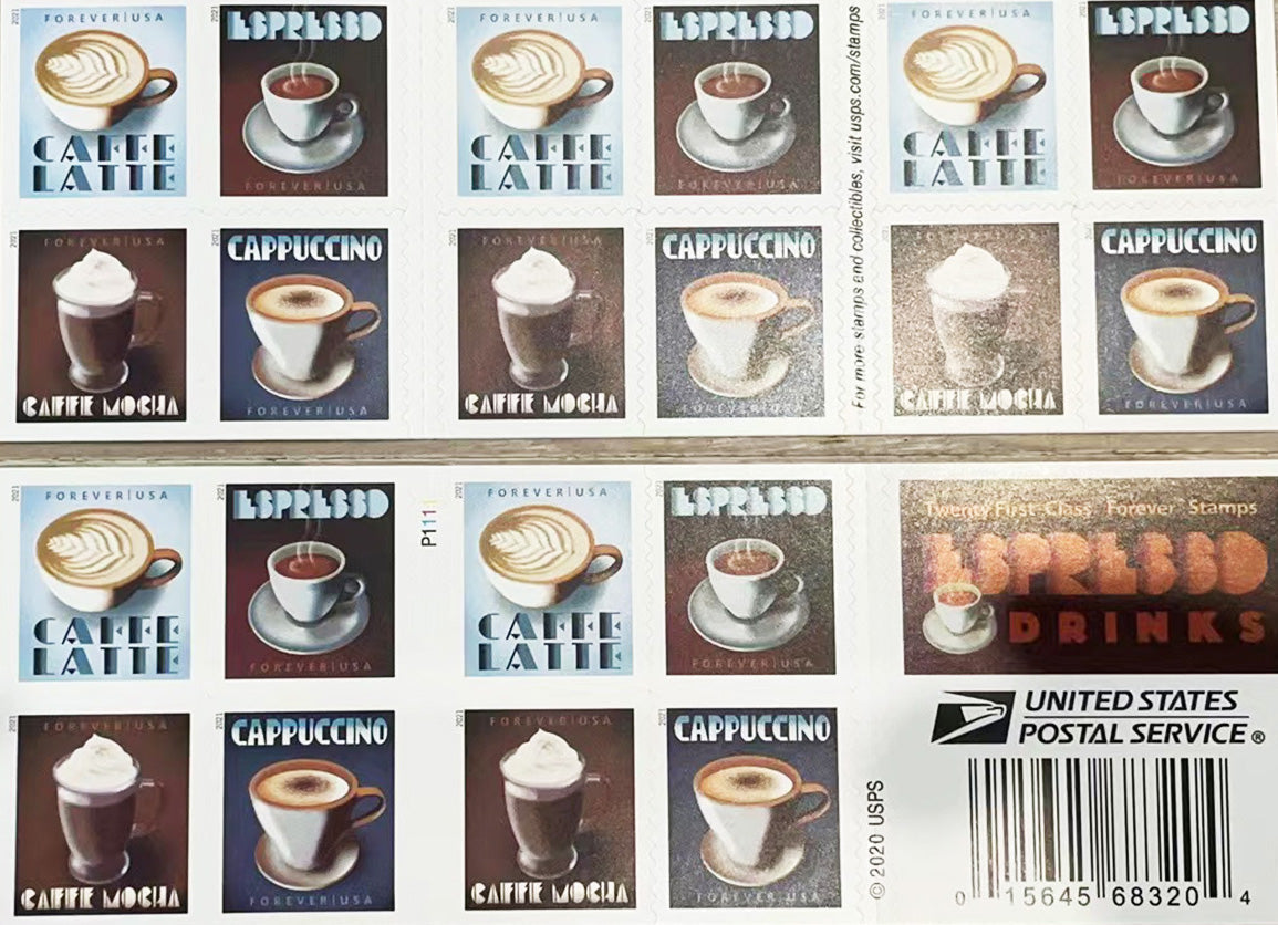 Espresso Drinks Forever stamp booklet