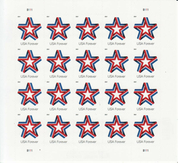 Star Ribbon Forever stamp sheet
