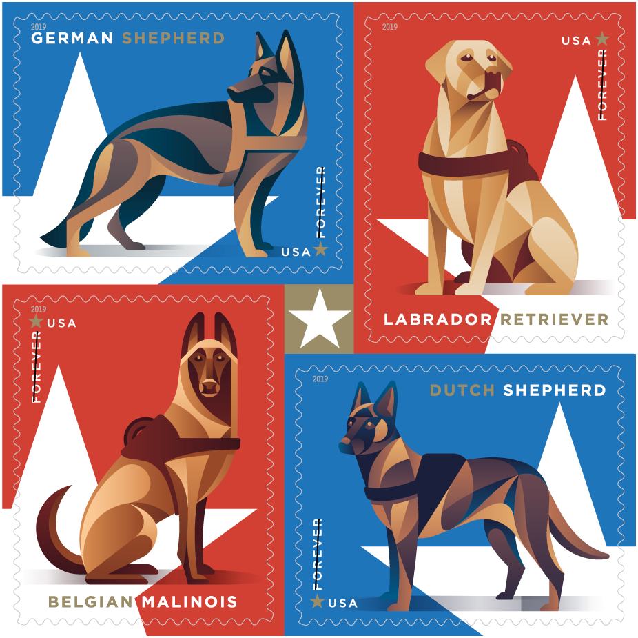 Military Working Dogs Forever stamp designs Main image