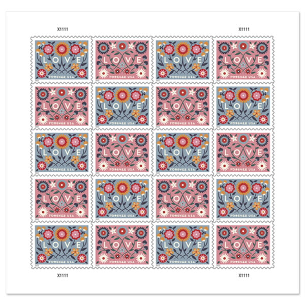 2022 Love Forever stamp sheet Main image