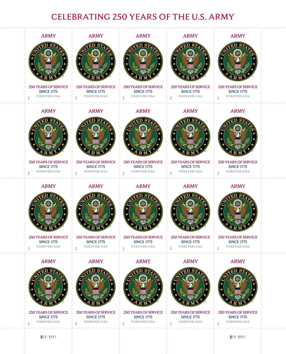 U.S. Army 250th Forever postage stamps