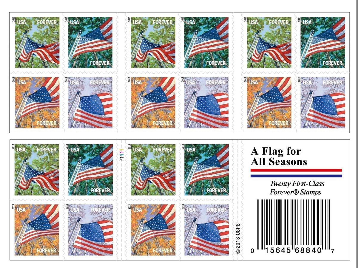 US All Season Flags Forever postage stamps