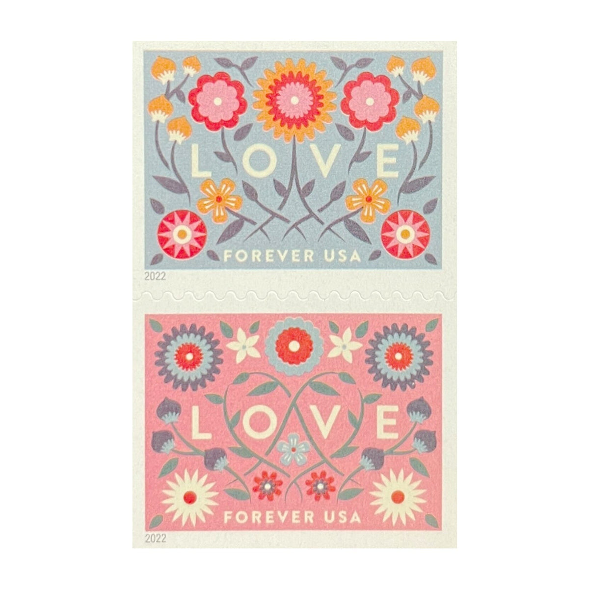 Two 2022 Love Forever stamp designs