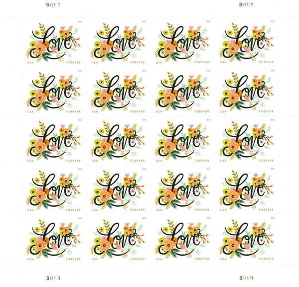 Love Flourishes Forever stamp sheet