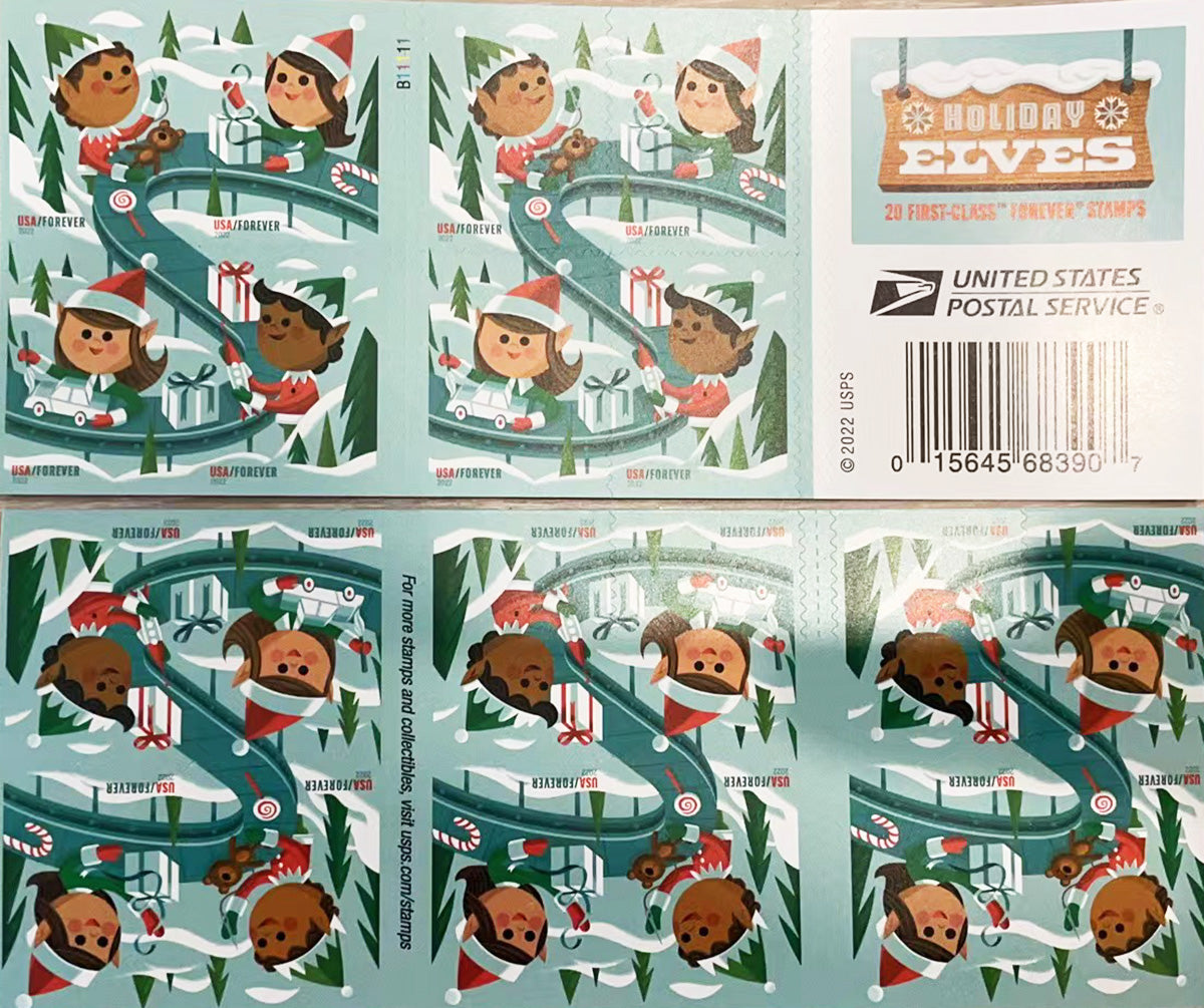 Holiday Elves Forever stamp booklet Main image