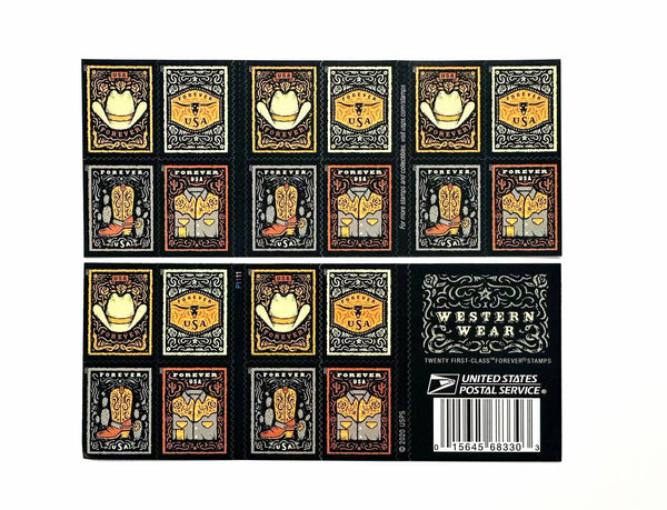 Western Wear Forever stamp booklet pane
