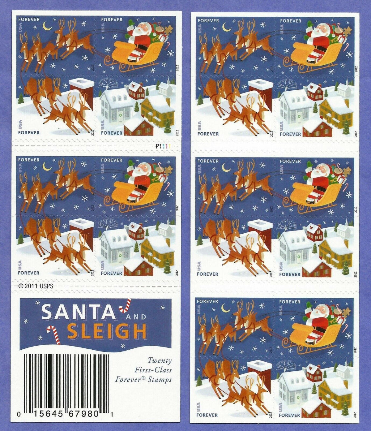 Santa and Sleigh Forever stamp booklet