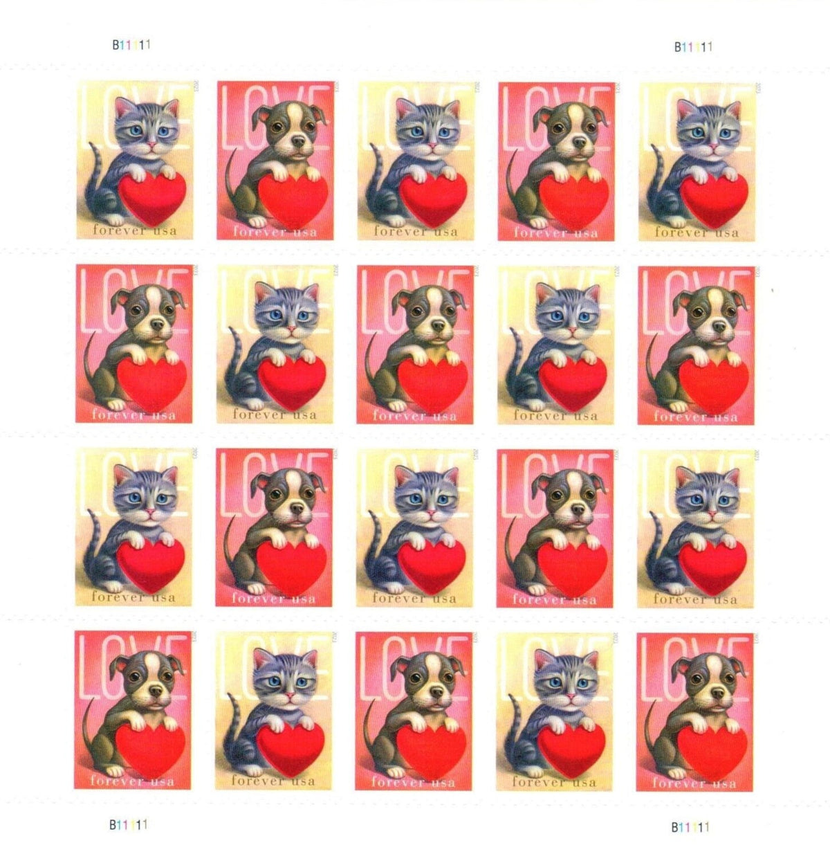 2023 Love Forever stamp sheet Main image